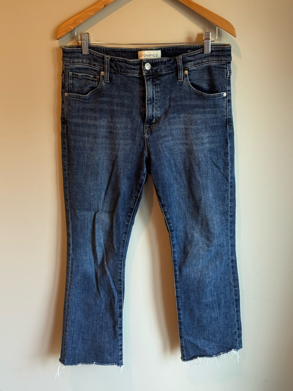 Stonefield Royce Dark Blue Denim Jeans‎ Raw Hem Size 32 x 27